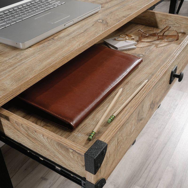 Milled Mesquite Industrial Wood and Black Metal Desk with Drawer