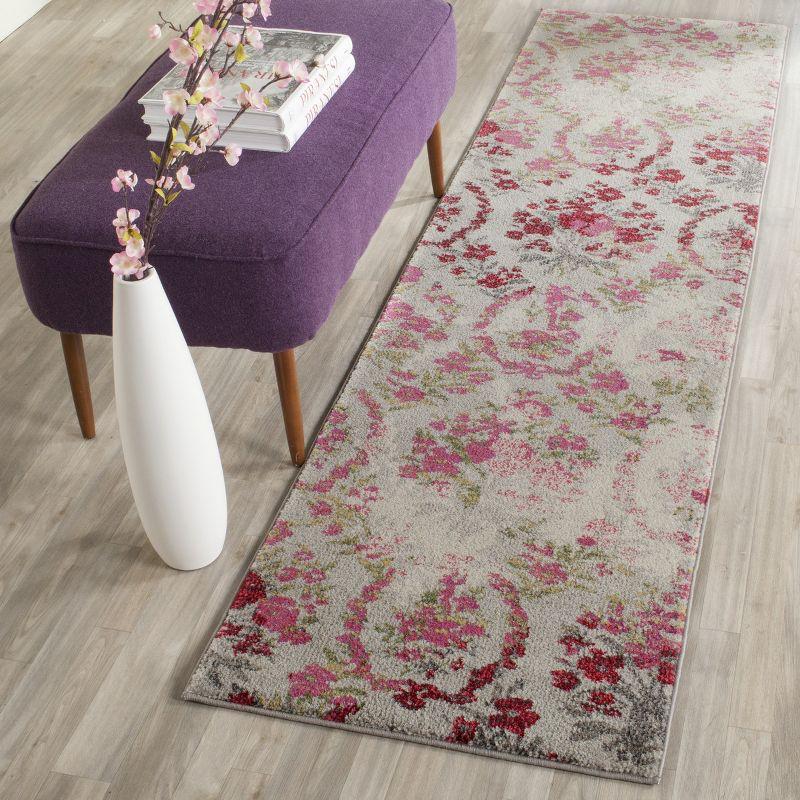 Monaco MNC205 Power Loomed Indoor Runner Rug - Ivory/Pink - 2'2"x12' - Safavieh.