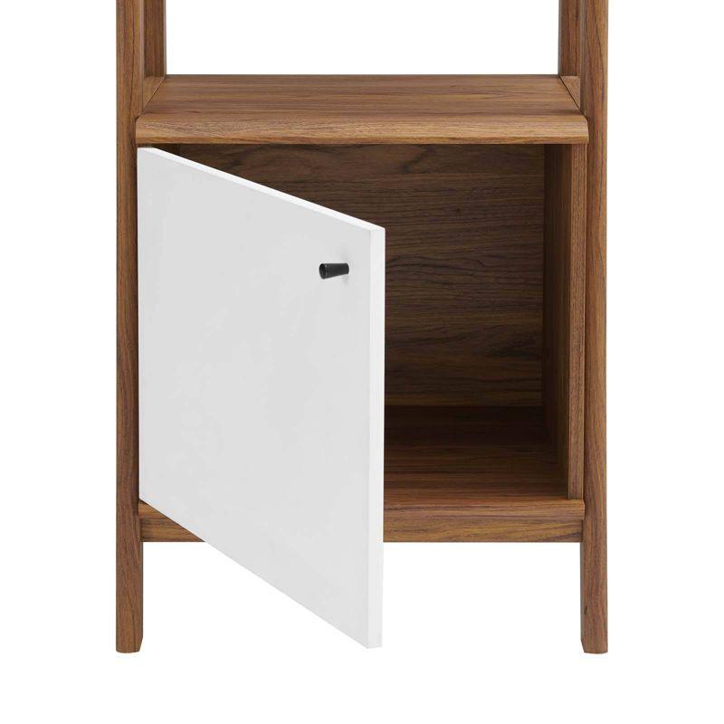 Bixby 71" Walnut and White Bookshelf with Storage