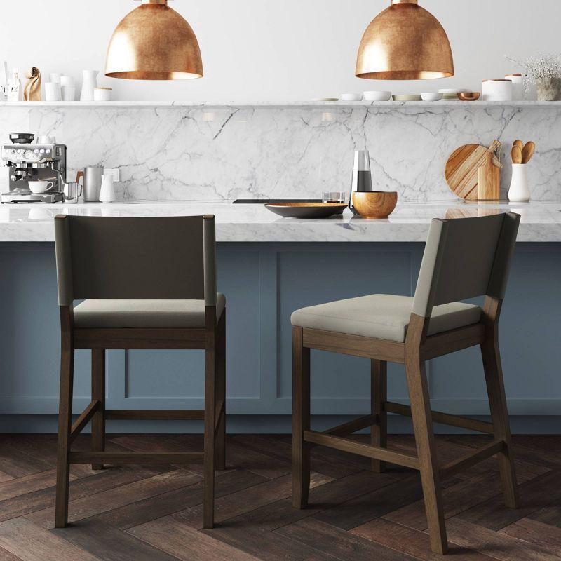 Nathan James Linus Set of 2 Counter Height Barstools Gray