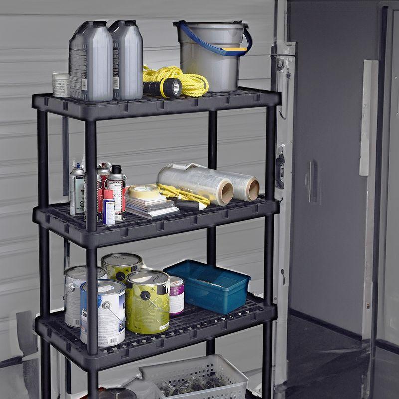 Gracious Living Gracious Living Knect A Shelf Heavy Duty 4 Shelf Interlocking Storage Unit,Black