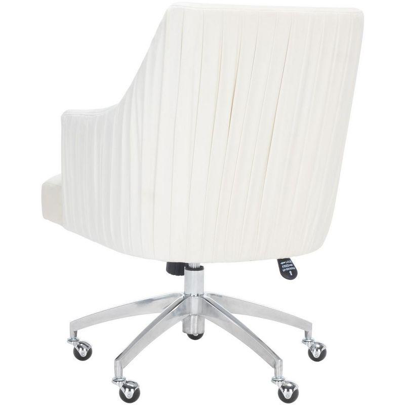 Cream Velvet Office Chair with Silver Base and Fixed Arms