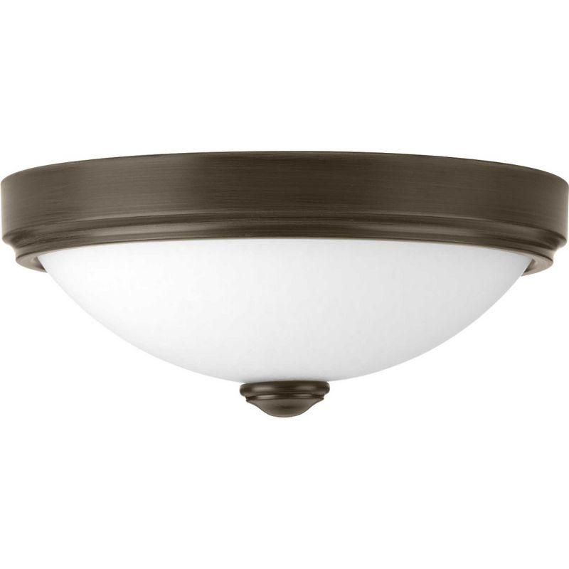 Progress Lighting, Linen Collection, 1-Light Flush Mount, Brushed Nickel, White Linen Glass, Material: Steel