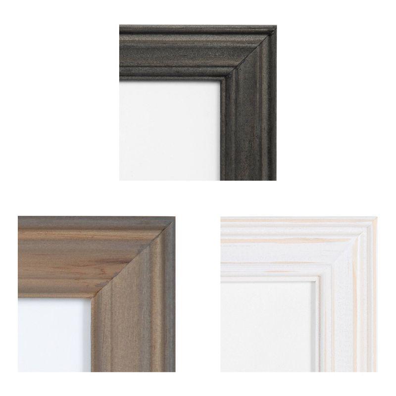 Classic White and Rustic Gray Wood Wall Frame and Shelf Kit