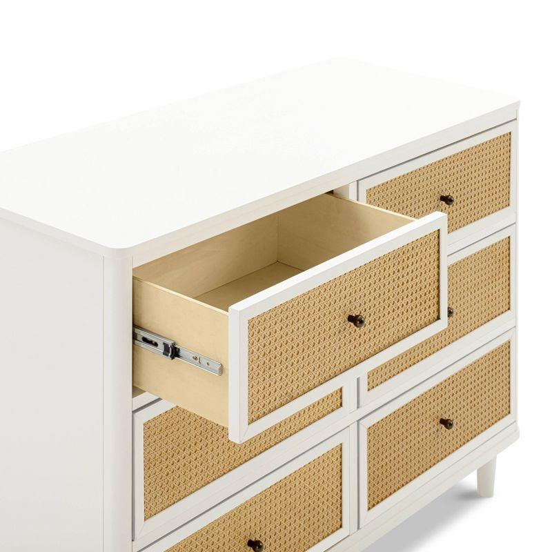 Warm White and Honey Cane 6-Drawer Dresser with Soft Close