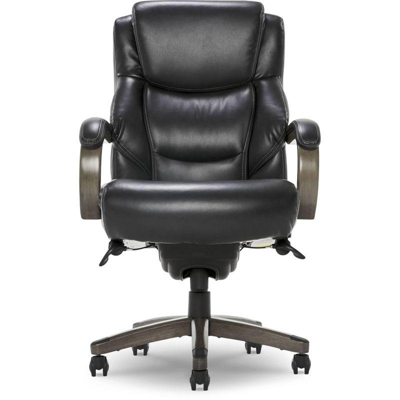 Delano Big & Tall Bonded Leather Executive Office Chair Gray - La-Z-Boy: Ergonomic, Adjustable, Wood Accents