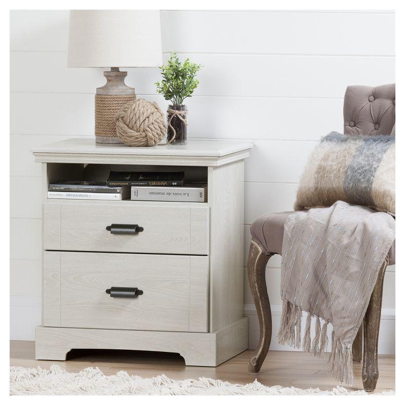 Avilla Modern Winter Oak 2-Drawer Nightstand with Open Cubby