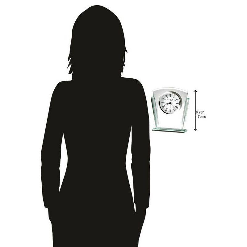 Howard Miller® Granby Modern & Contemporary Roman Numeral Glass Quartz Movement / Crystal Tabletop Clock with Alarm in Polished Silver/White/Black