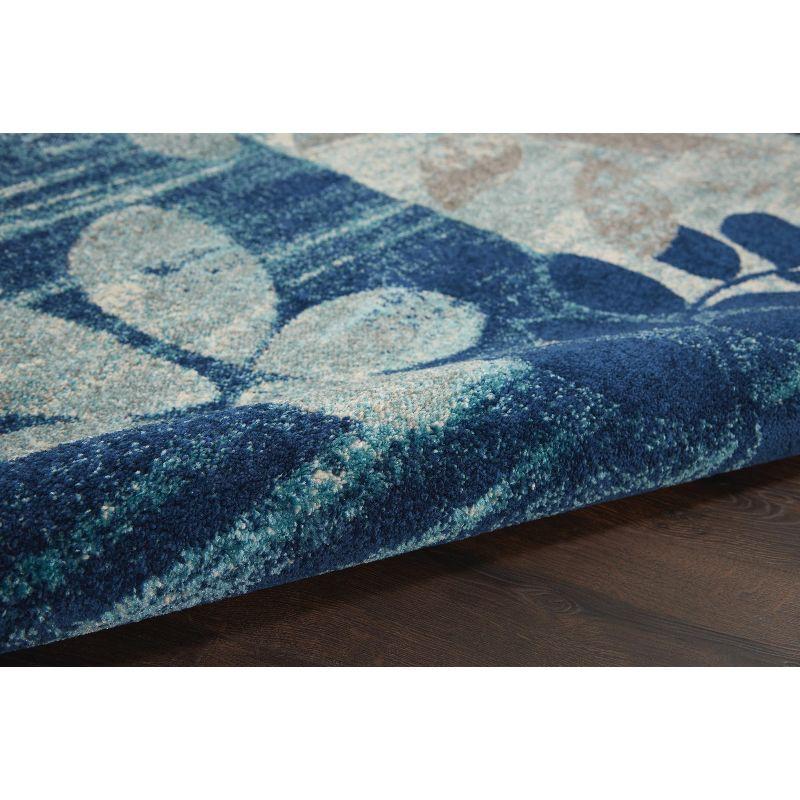 Serene Blossom Navy & Light Blue Viscose 6' x 9' Area Rug