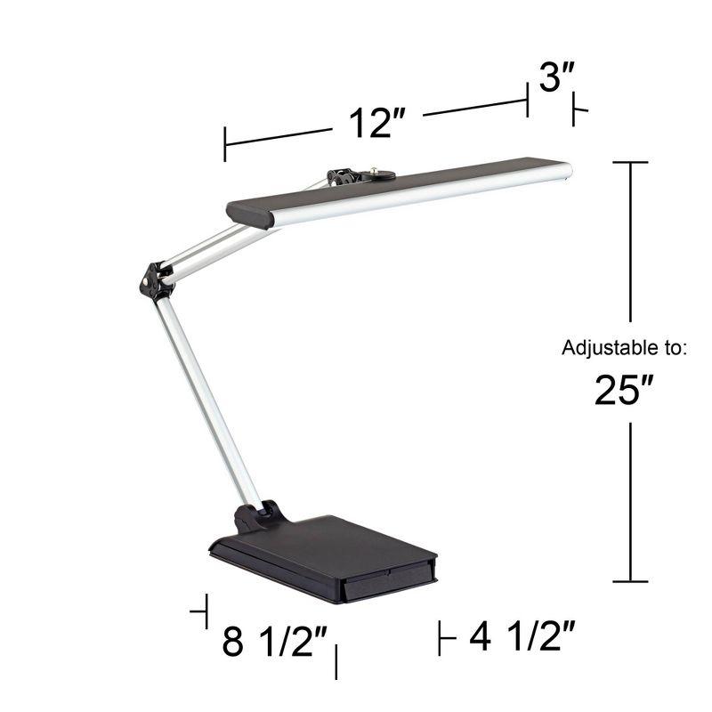 Adjustable Silver and Black Modern Desk Lamp with USB Port