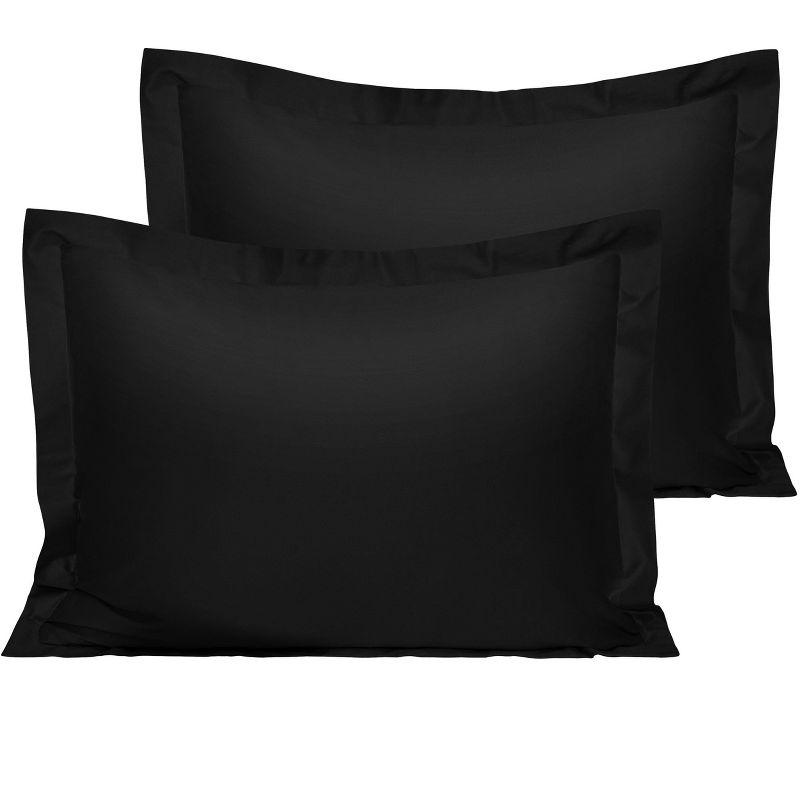 Black Cotton Standard Pillow Shams with Envelope Closure