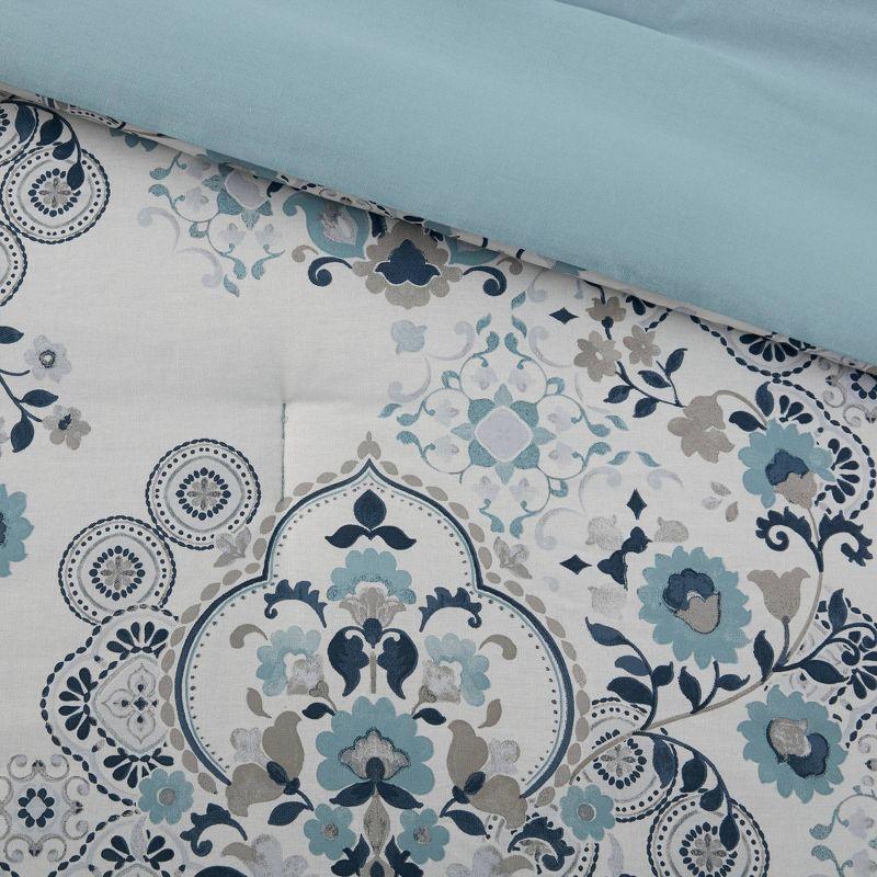 Brielle 3 Piece Floral Printed Cotton Comforter Set