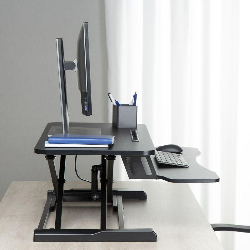 FlexPro Hero Standing Desk Converter - 32” Sit to Stand Desk with Keyboard Tray – Stand Steady