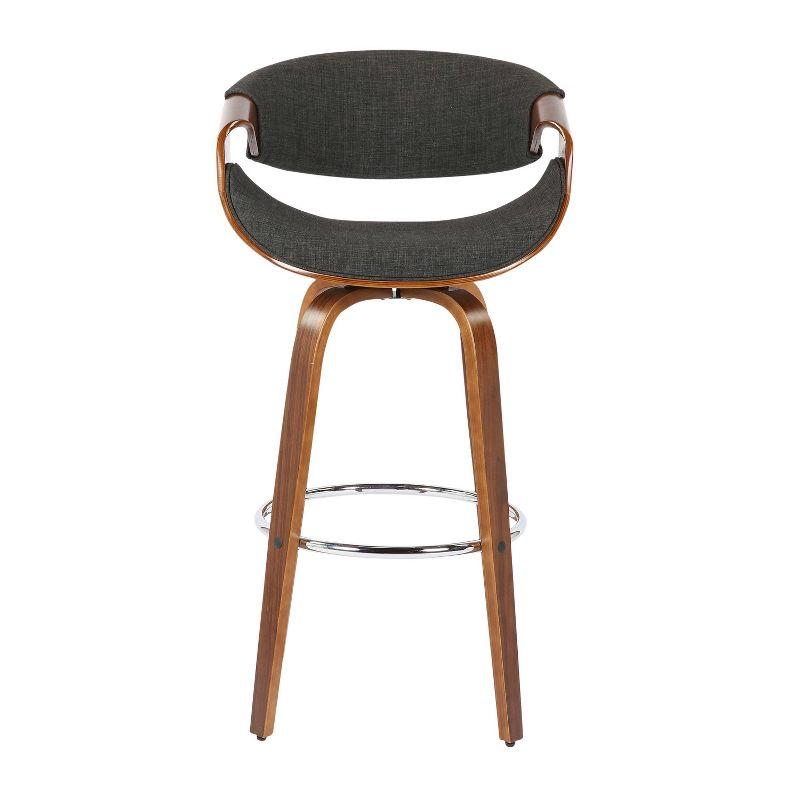 Curvini Charcoal Fabric and Walnut Wood Swivel Barstool Set