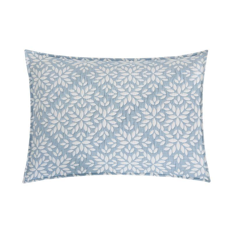 C&F Home Blue Leaves Jacquard Reversible Quilt Set