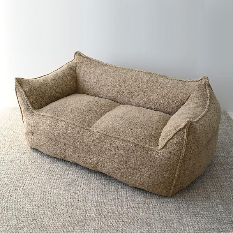 Bailan Teddy Loveseat Sofa,Upholstered Teddy Fabric Bean Bag Loveseat for Small Space-Maison Boucle