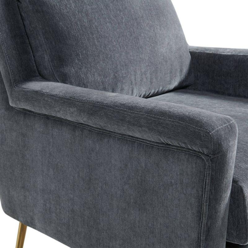 Lincoln Chair Dark Gray - Picket House Furnishings: Mid-Century, Gold Legs, Oversized Seating