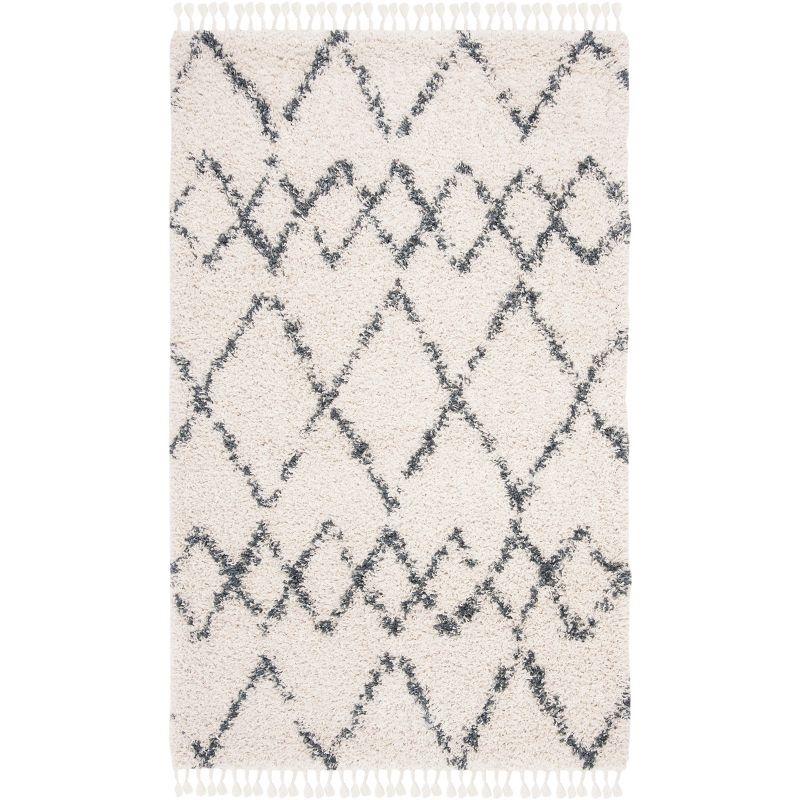 Pro Lux Shag PLX434 Power Loomed Indoor Area Rug - 5'x8' - Cream/Blue - Safavieh