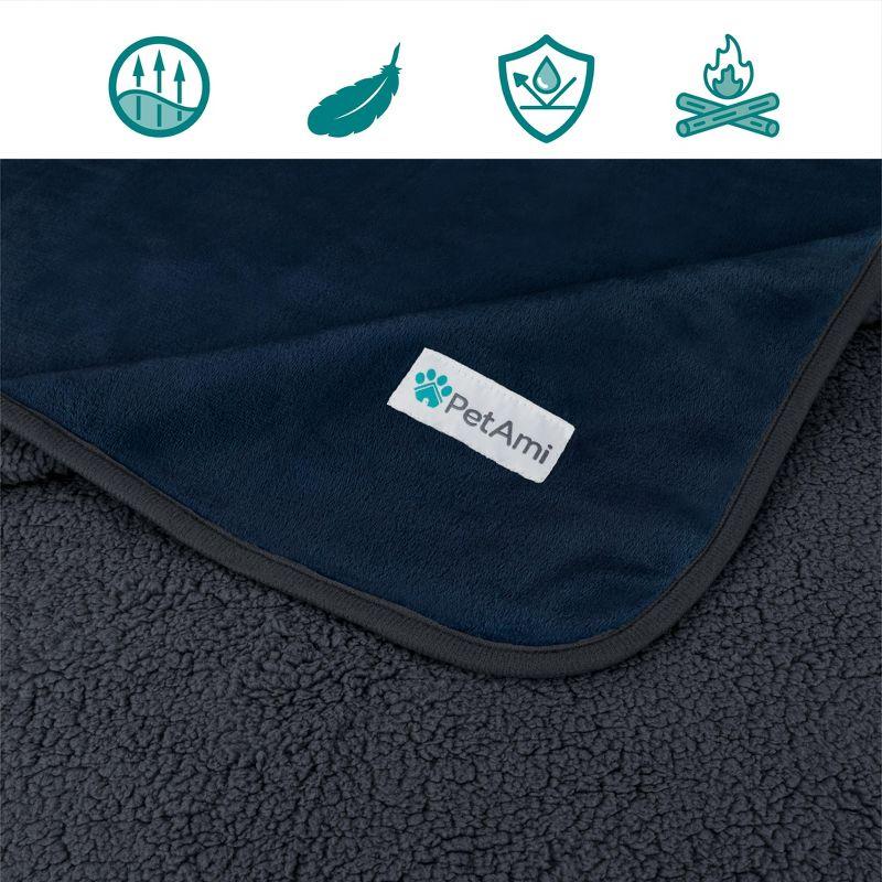 PetAmi Waterproof Dog Blanket For Pet Cat, Faux Shearling Fleece Couch Cover, Soft Plush Washable Reversible Throw