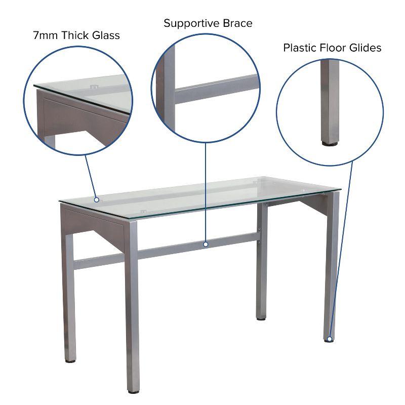 Emma and Oliver Desk with Clear Tempered Glass Top