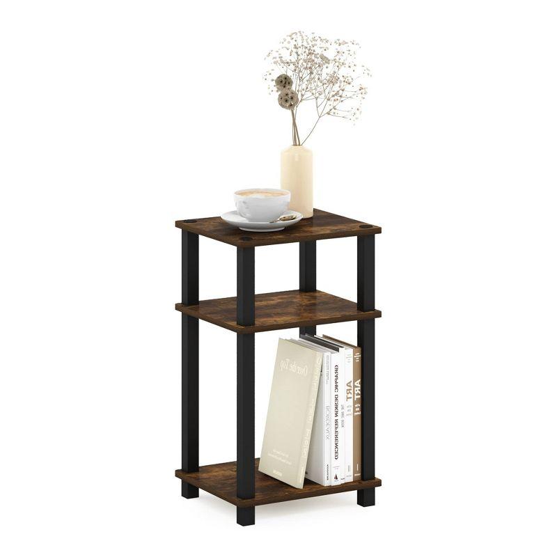 Amber Pine and Black 3-Tier Wood End Table