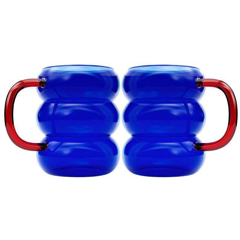 Elle Decor Blue and Red Borosilicate Glass Bubble Tumblers, Set of 2