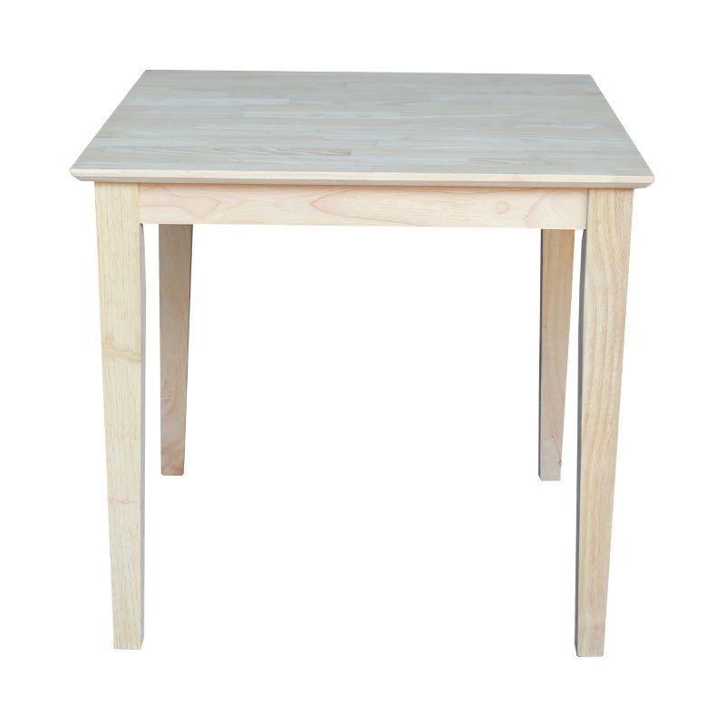 International Concepts 30" Square Solid Wood Dining Table with Shaker Legs Unfinished: Parawood, Kitchen Table