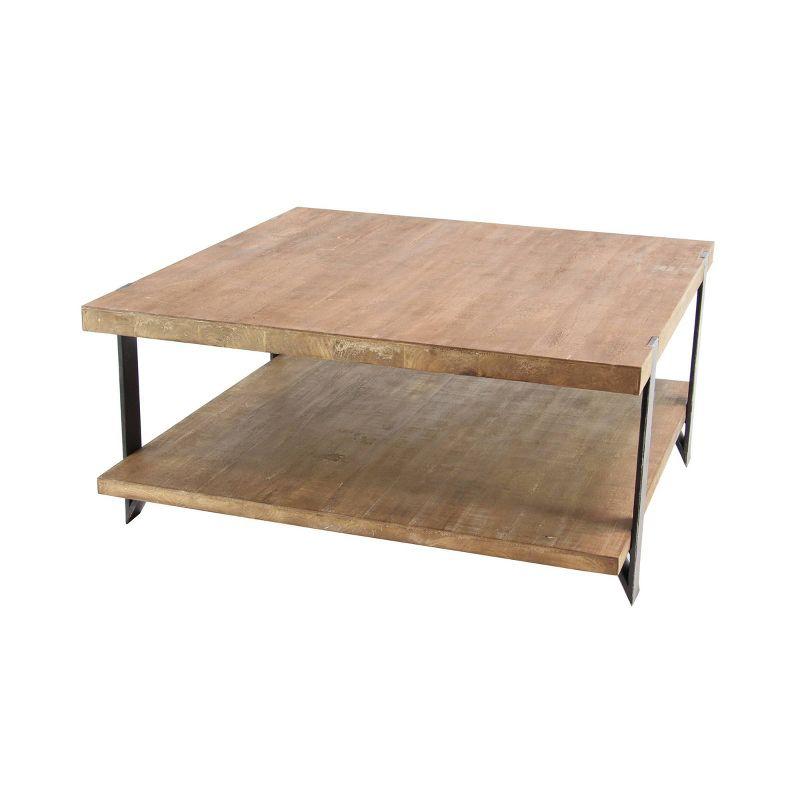 Industrial Wood Coffee Table Dark Brown - Olivia & May