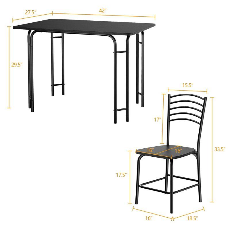 5 Pcs Modern Dining Table Set 4 Chairs Steel Frame Home Kitchen Furniture Black