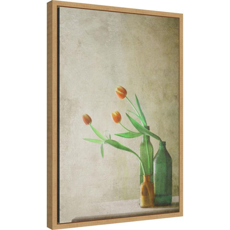 Amanti Art Three Tulip Flowers by Delphine Devos Canvas Wall Art Print Framed 16 x 23-in.