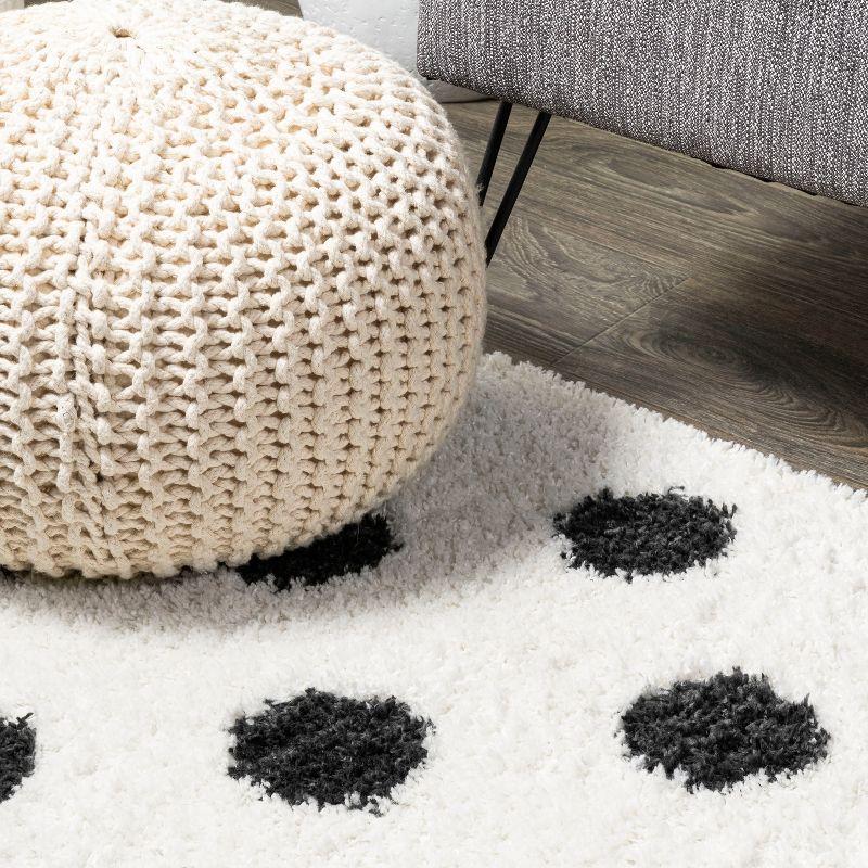 2'x10' Pere Modern Charcoal Dot Shag Runner Rug, White - JONATHAN Y