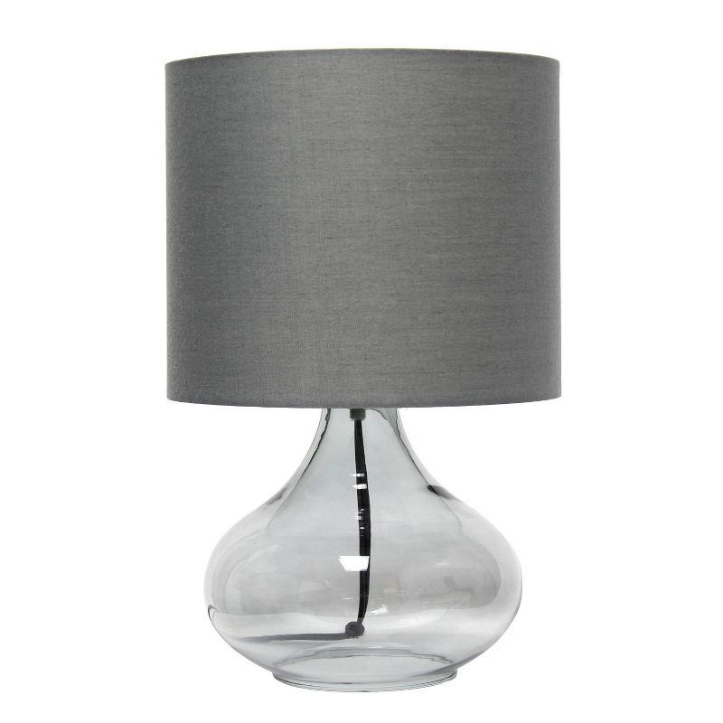 Glass Raindrop Table Lamp with Fabric Shade Gray - Simple Designs: Modern Accent for Bedroom, Office