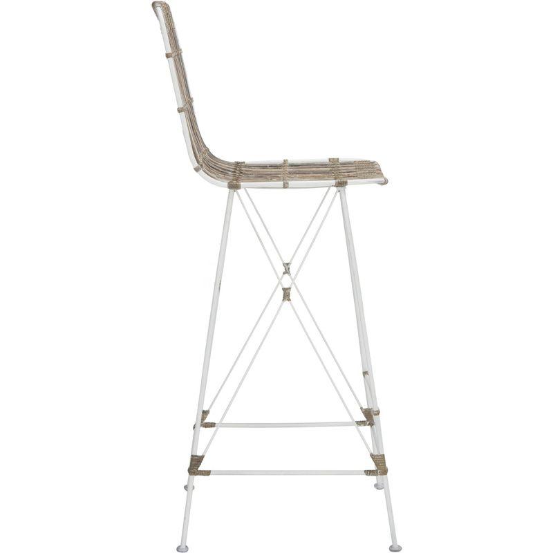 Minerva Wicker Bar Stool (Set of 2) - WIK6508 - White/White - Safavieh