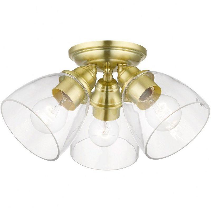 Montgomery Satin Brass 3-Light Indoor/Outdoor Flush Mount with Clear Glass