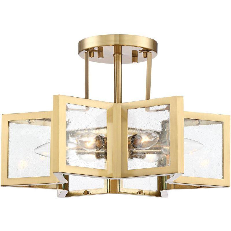 Possini Euro Design Casa Star Modern Ceiling Light Semi Flush Mount Fixture 16" Wide Warm Brass 6-Light Clear Glass for Bedroom Kitchen Living Room