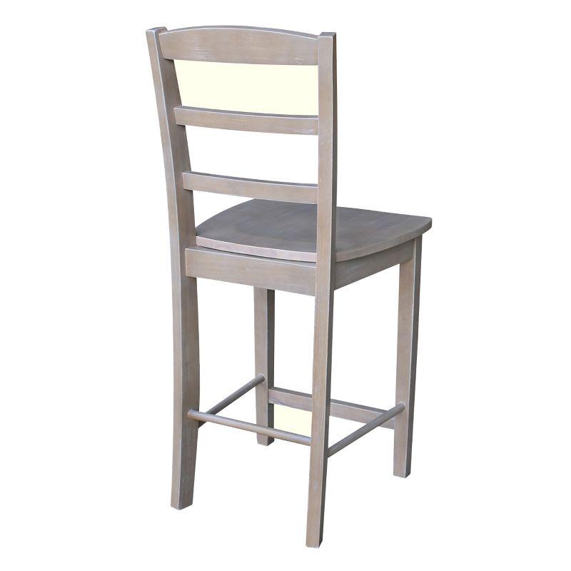 International Concepts 24" Madrid Counter Height Barstool Washed Gray/Taupe : Hardwood Ladder-Back, Spot Clean