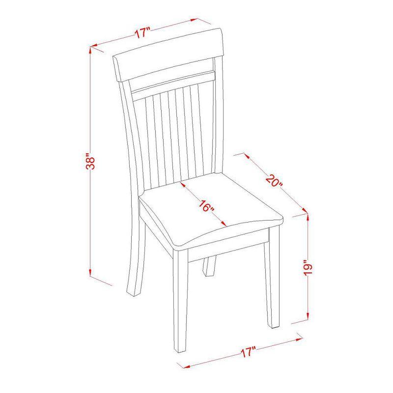 East West Furniture, Capri slat back Chair for dining room with Leather Upholstered Seat , Set of 2