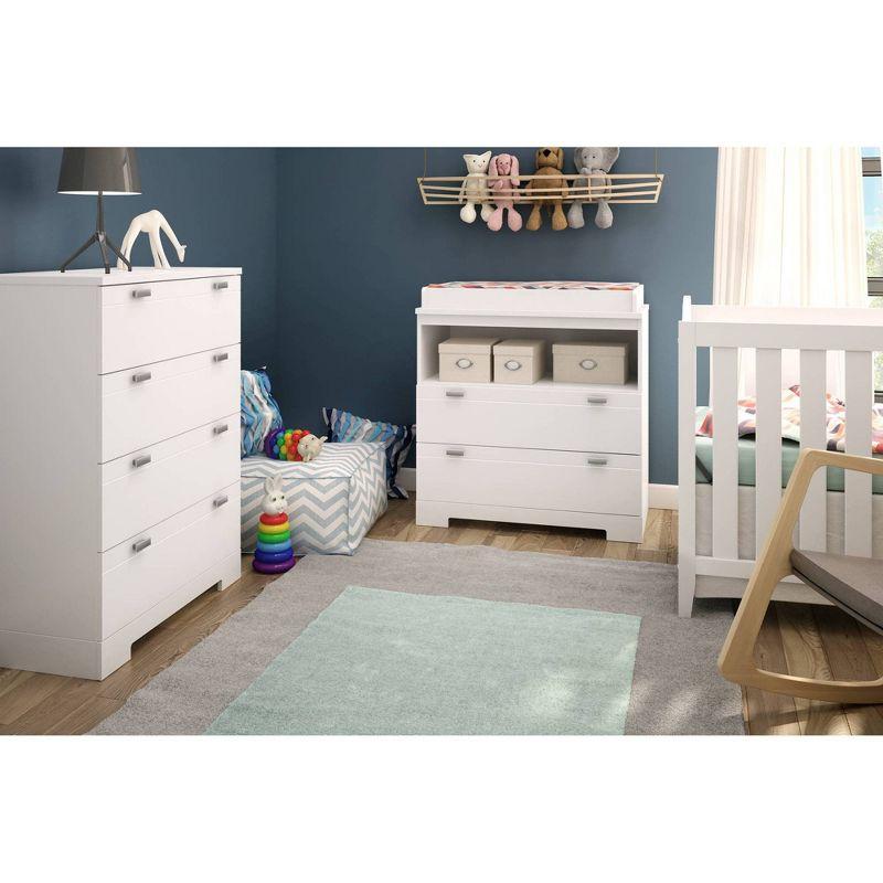 Reevo 4-Drawer Kids' Chest Pure White - South Shore: Modern Kids Dresser with Anti-Tip Hardware, Bedroom Storage