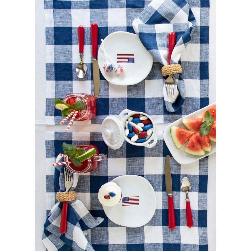 Buffalo Check - 100% Pure Linen Square Dinner Napkins (Set of 4)