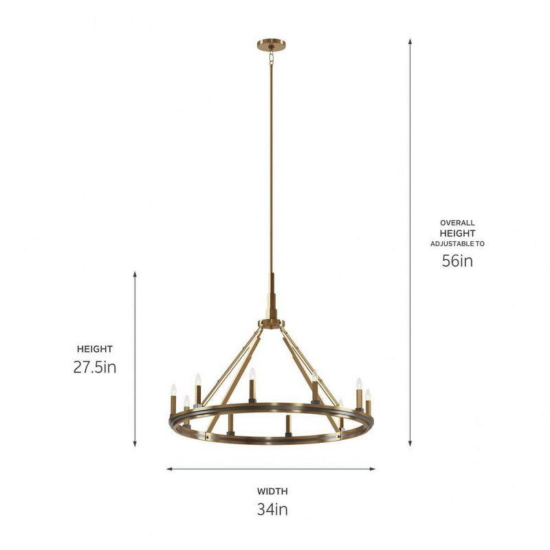 Emmala™ 27.50 inch 10 Light Chandelier in Brushed Natural Brass and Black