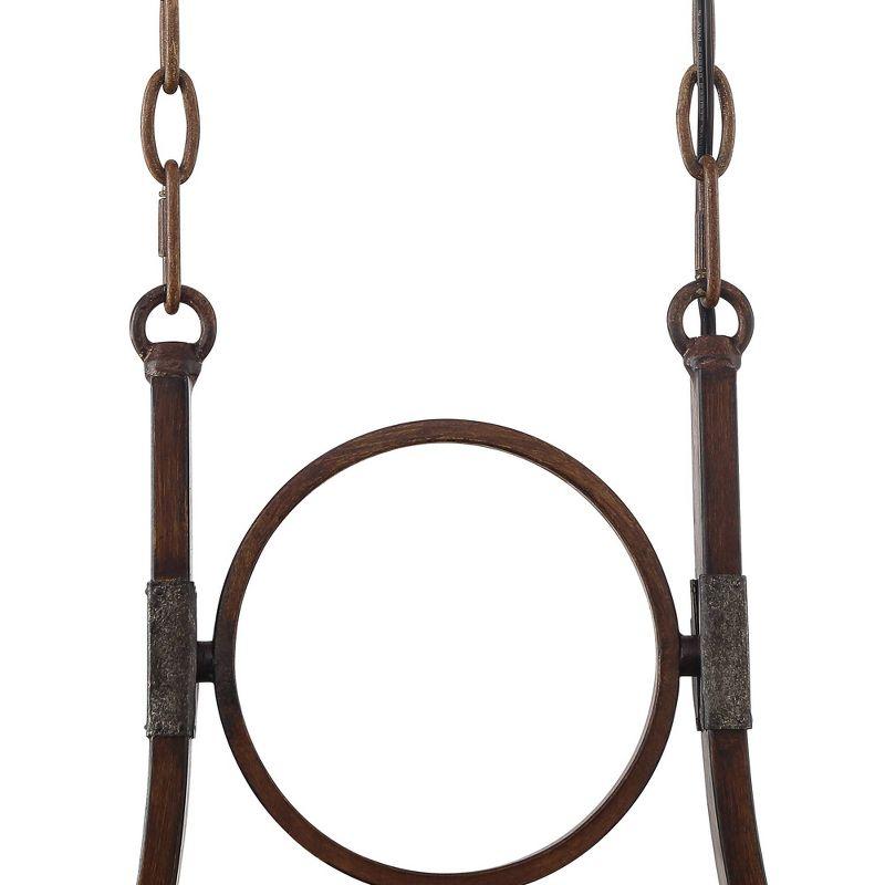 Franklin Iron Works Tafford Mahogany Wood Island Linear Pendant Chandelier 43 1/4" Wide Farmhouse Rustic 8-Light for Dining Room