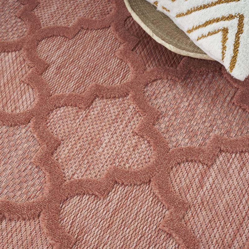 Nourison Easy Care Trellis Flatweave Indoor Outdoor Area Rug 6' x 9' Coral/Orange