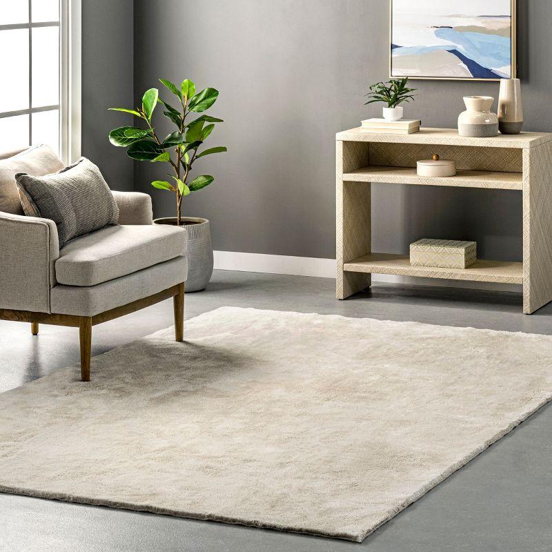 Nuloom Loni Cozy Plush Solid Pet Friendly Premium Machine Washable Shag Area Rug, Square 6' x 6', Cream