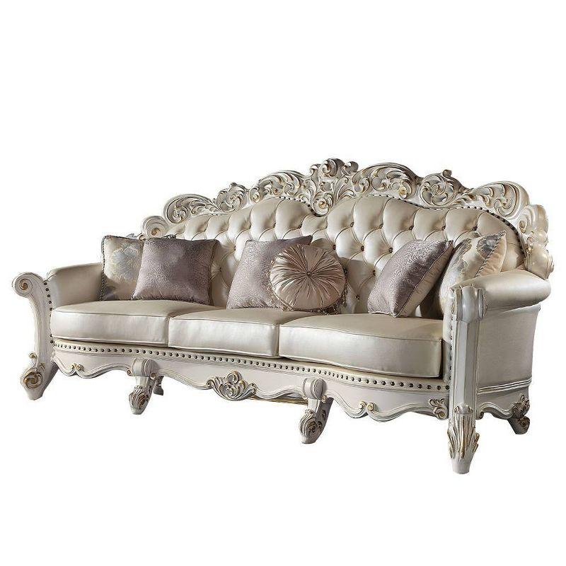 113" Vendome Sofa Champagne Synthetic Leather and Antique Pearl Finish - Acme Furniture