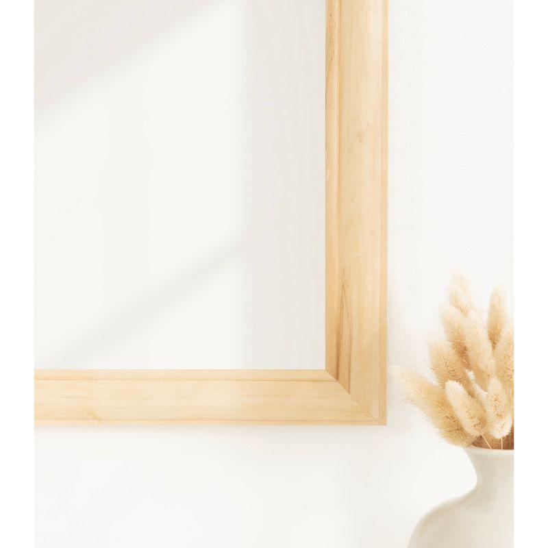 Natural Wood Arched Wall Mirror with Rounded Frame, 24 x 36