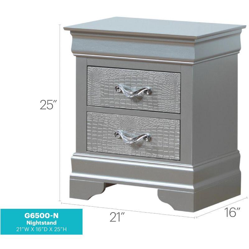 Passion Furniture Lorana 2-Drawer Champagne Nightstand (24 in. H x 21 in. W x 16 in. D)