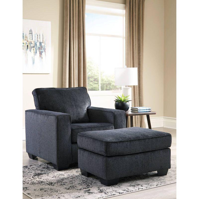 Slate Gray Chenille Upholstered Contemporary Ottoman