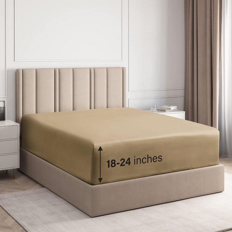 CGK Linens 400 Thread Count Cotton Fitted Sheet 18" - 24" Inch Extra Deep Pocket