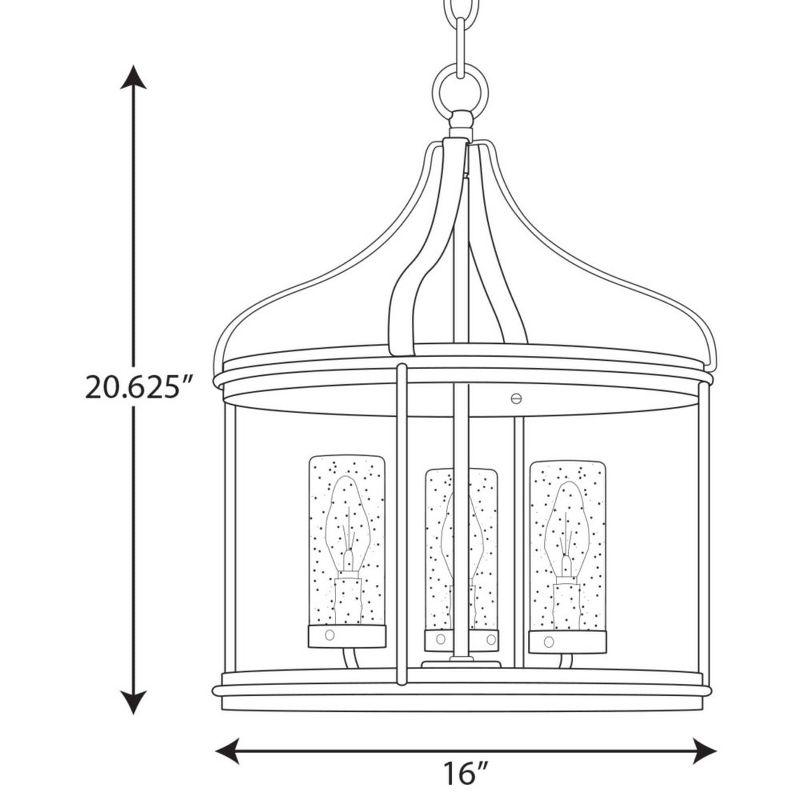 Progress Lighting Brenham 3-Light Pendant, Steel, Matte Black, Seeded Glass Shade