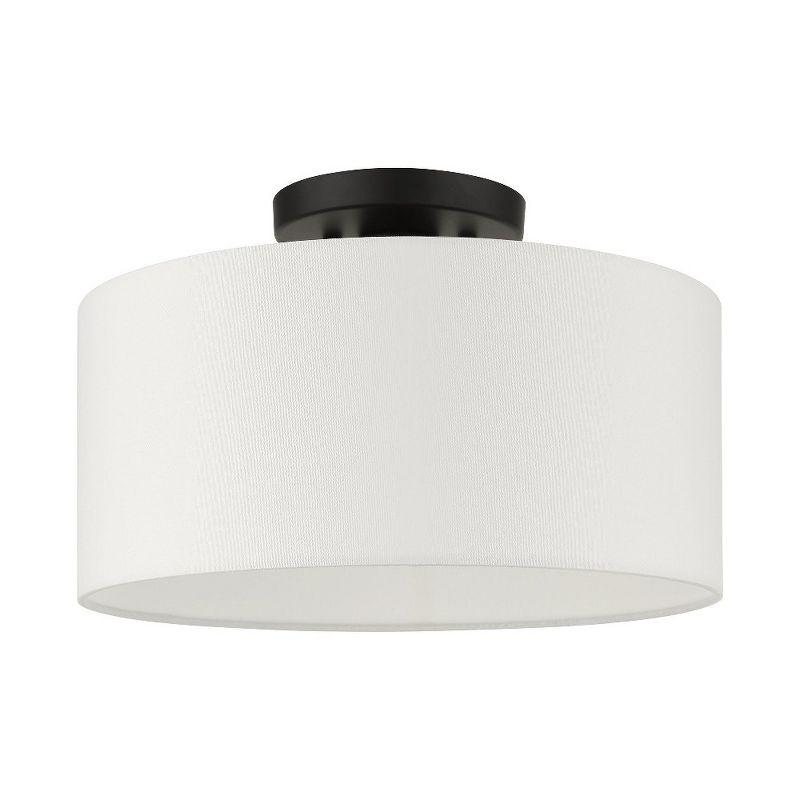 Meridian Contemporary Black Drum Semi-Flush Ceiling Light